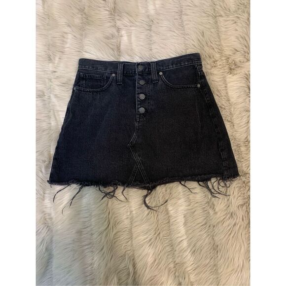 Madewell Rigid Denim A-Line Mini Skirt (Black) 28 - Picture 2 of 8